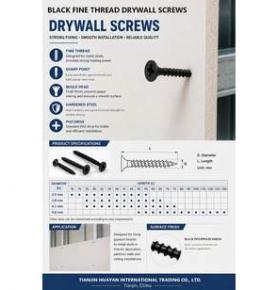 Black Fine Thread Drywall Screws for Metal Studs